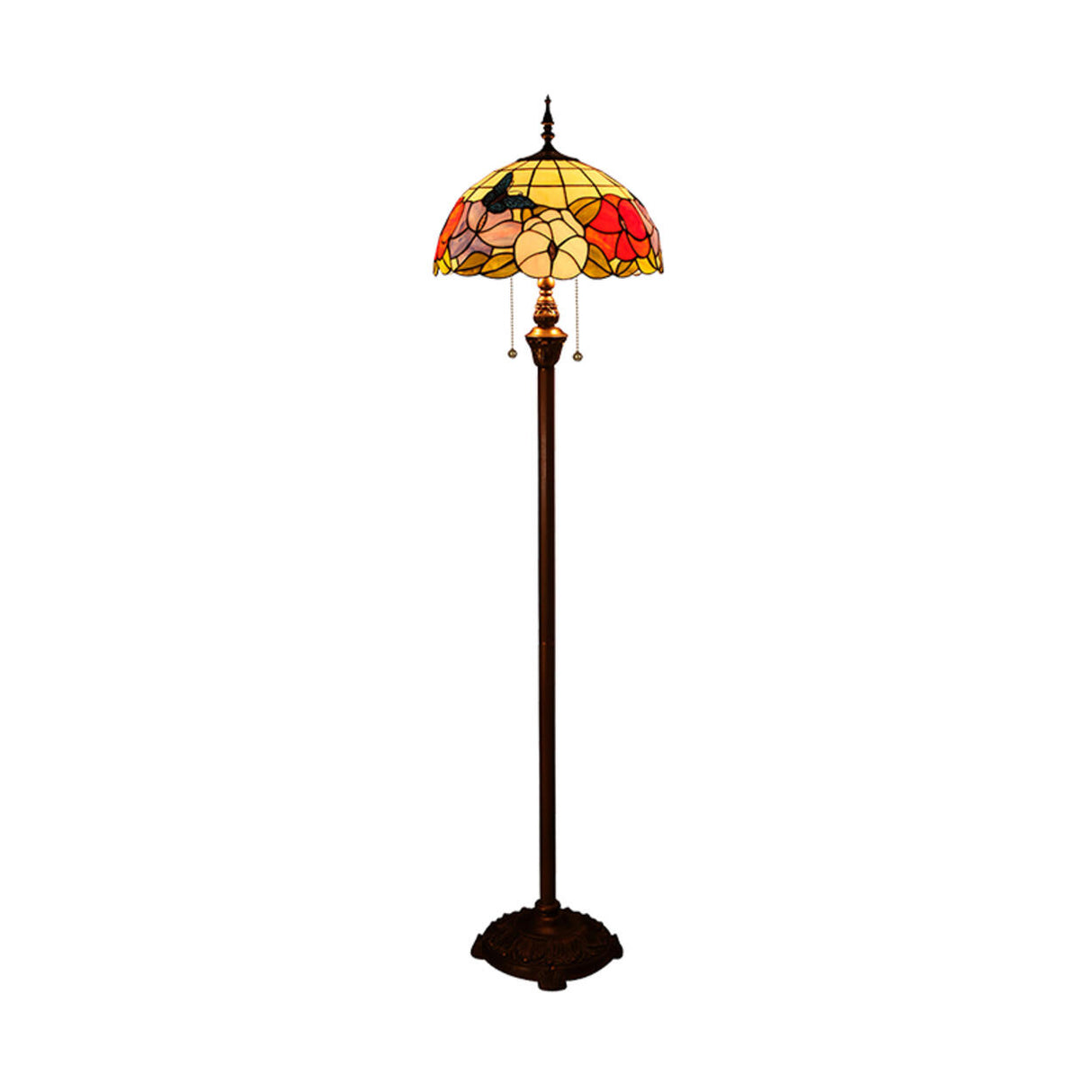 Tiffany Stained Dome Glass Bronze Base Floor Lamp Image - 5