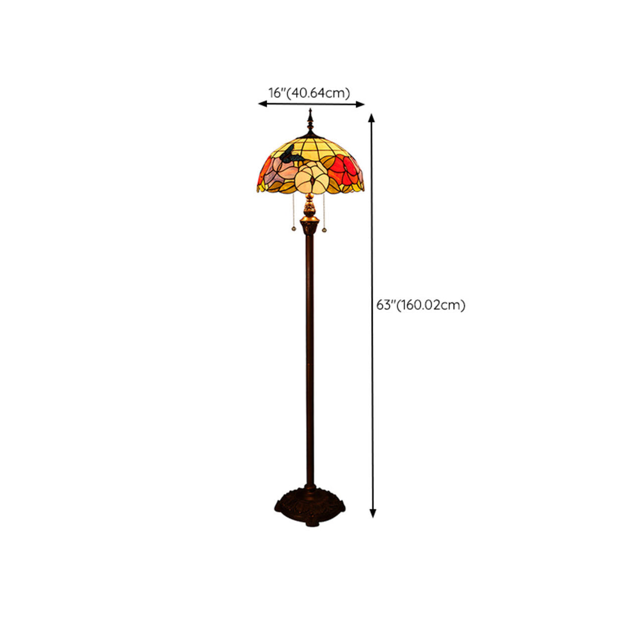 Tiffany Stained Dome Glass Bronze Base Floor Lamp 