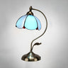 Tiffany Stained Floral Glass Curved Arm Table Lamp Image - 17