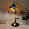 Tiffany Stained Floral Glass Curved Arm Table Lamp Image - 19