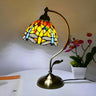 Tiffany Stained Floral Glass Curved Arm Table Lamp Image - 20