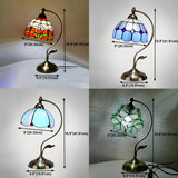 Tiffany Stained Floral Glass Curved Arm Table Lamp Image - 24