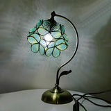 Tiffany Stained Floral Glass Curved Arm Table Lamp Image - 9