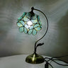 Tiffany Stained Floral Glass Curved Arm Table Lamp Image - 9