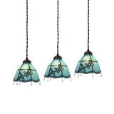 Tiffany Style Colorful Stained Glass Floral Pendant Light Image - 11