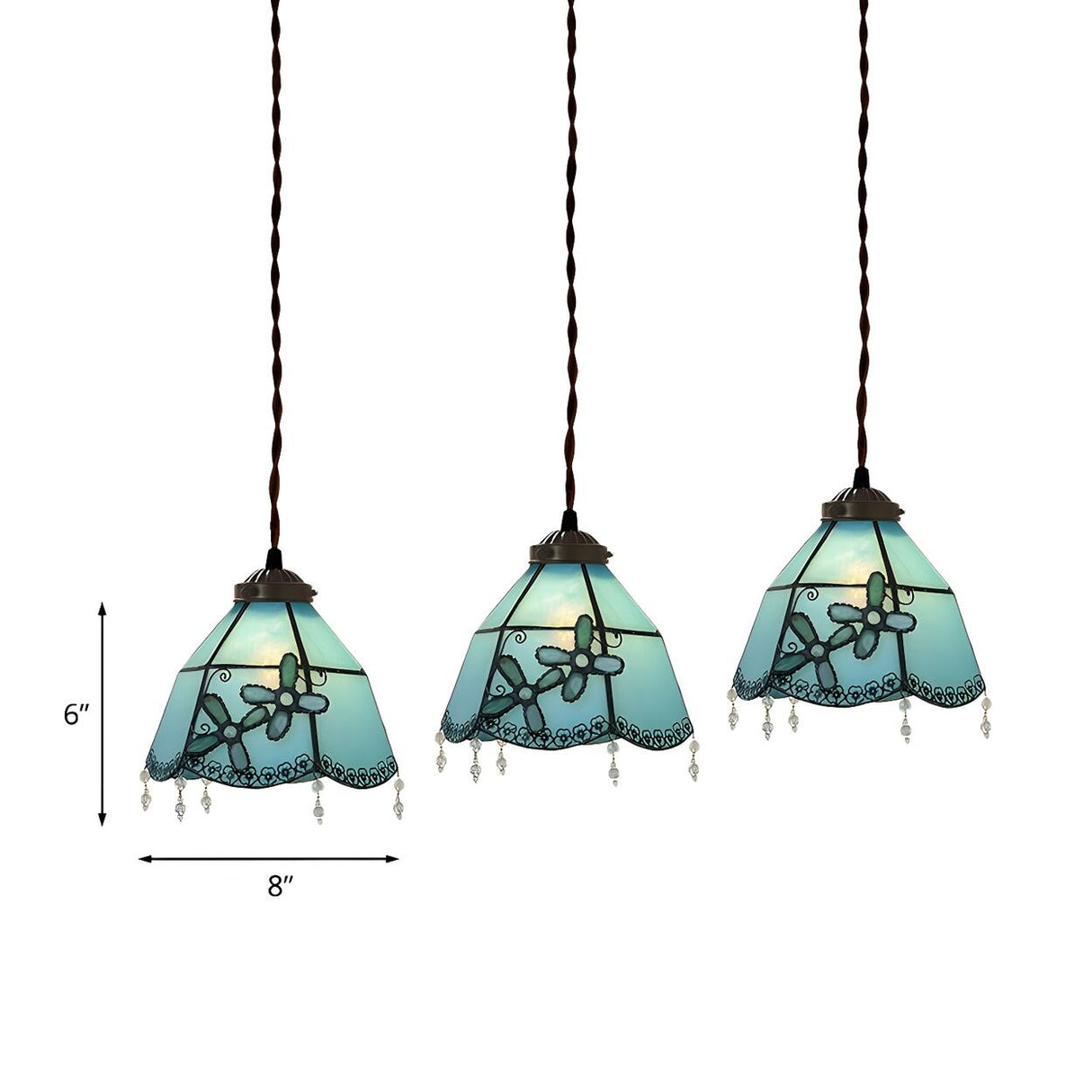 Tiffany Style Colorful Stained Glass Floral Pendant Light 