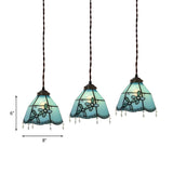 Tiffany Style Colorful Stained Glass Floral Pendant Light #size