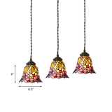 Tiffany Style Colorful Stained Glass Floral Pendant Light Image - 13