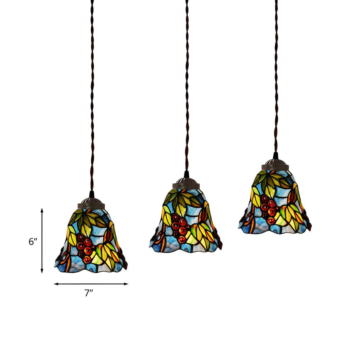 Tiffany Style Colorful Stained Glass Floral Pendant Light Image - 14