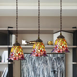 Tiffany Style Colorful Stained Glass Floral Pendant Light Image - 2