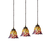 Tiffany Style Colorful Stained Glass Floral Pendant Light Image - 3