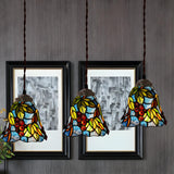 Tiffany Style Colorful Stained Glass Floral Pendant Light Image - 4