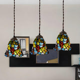 Tiffany Style Colorful Stained Glass Floral Pendant Light Image - 5