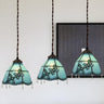 Tiffany Style Colorful Stained Glass Floral Pendant Light Image - 8