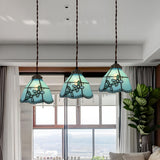 Tiffany Style Colorful Stained Glass Floral Pendant Light Image - 9