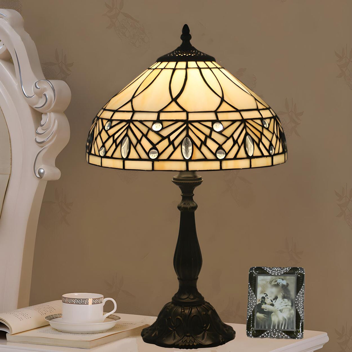 Tiffany Style Elegant Umbrella Glass Decor Table Lamp Image - 3