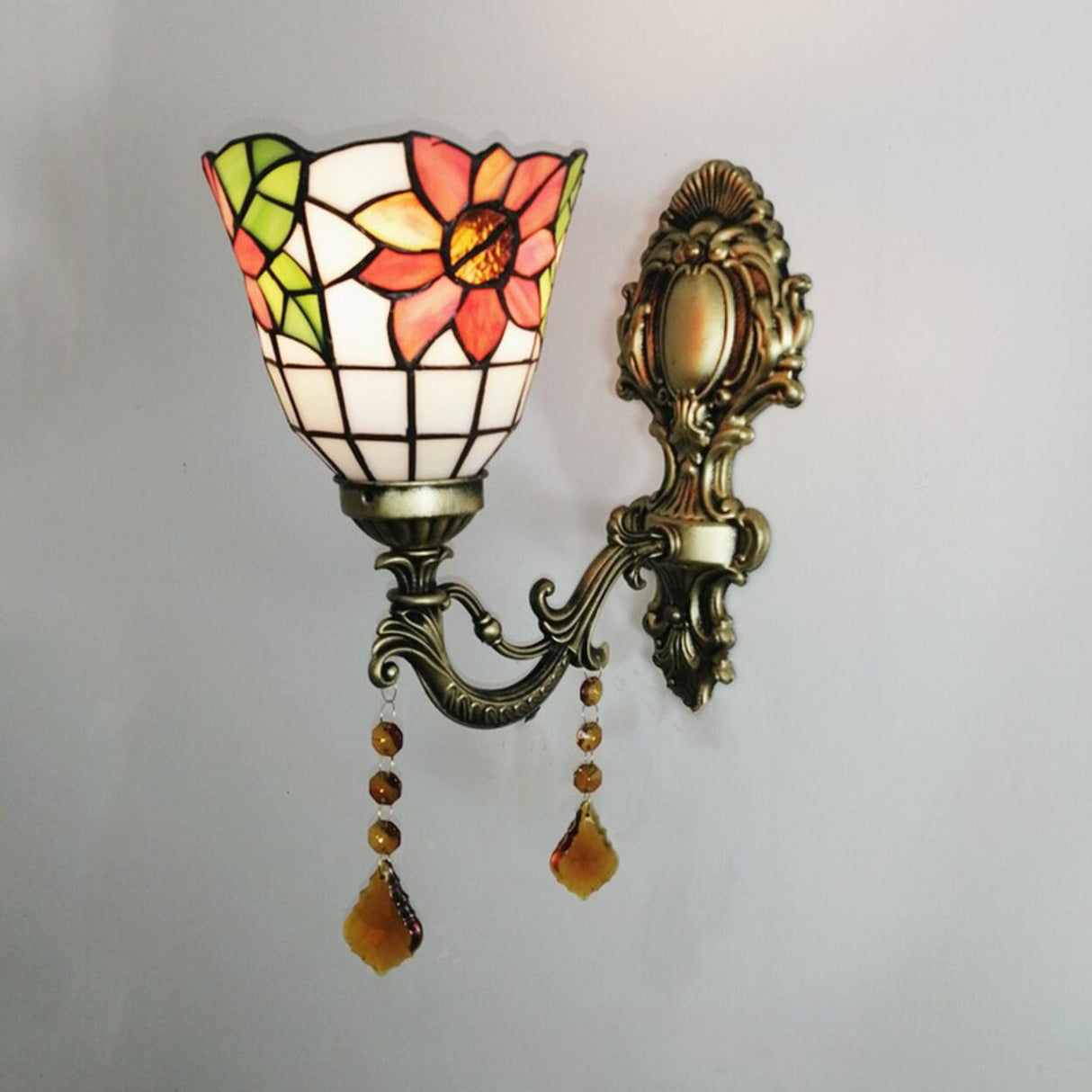 Tiffany Style Geometric Stained Glass Wall Light Image - 8