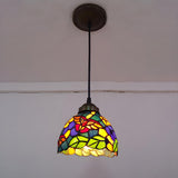 Tiffany Style Stained Glass Floral Pendant Light Dining Room Image - 1