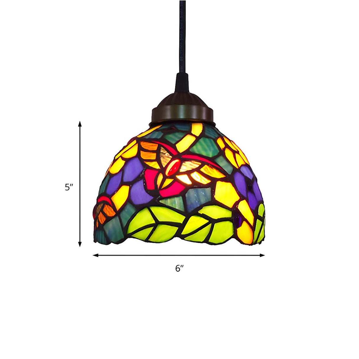 Tiffany Style Stained Glass Floral Pendant Light Dining Room 