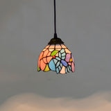 Tiffany Style Stained Glass Floral Pendant Light Dining Room Image - 3