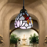 Tiffany Style Stained Glass Floral Pendant Light Dining Room Image - 5