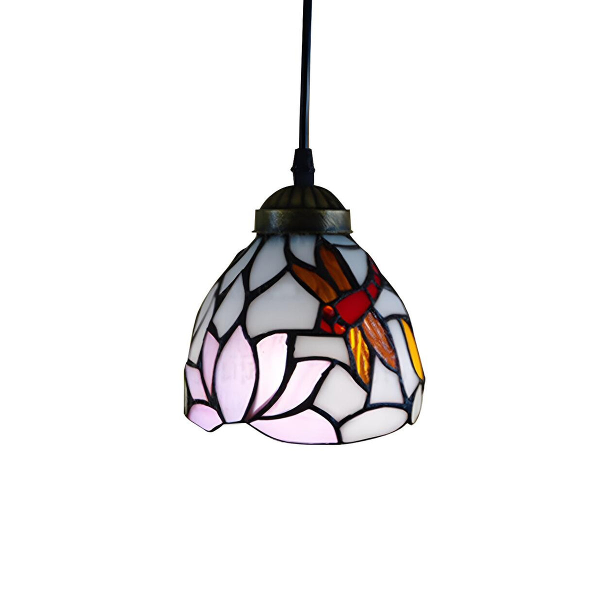 Tiffany Style Stained Glass Floral Pendant Light Dining Room Image - 6