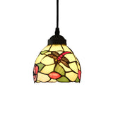 Tiffany Style Stained Glass Floral Pendant Light Dining Room Image - 9