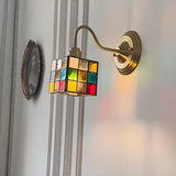 Tiffany Style Stained Glass Gold Square Wall Sconce Image - 5