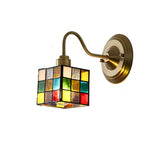 Tiffany Style Stained Glass Gold Square Wall Sconce Image - 7