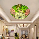 Tiffany Vaulted Stained Floral Glass Flush Mount Light Image - 1