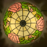 Tiffany Vaulted Stained Floral Glass Flush Mount Light Image - 11