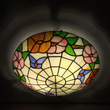 Tiffany Vaulted Stained Floral Glass Flush Mount Light Image - 14