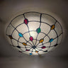 Tiffany Vaulted Stained Floral Glass Flush Mount Light Image - 17