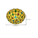 Tiffany Vaulted Stained Floral Glass Flush Mount Light #size