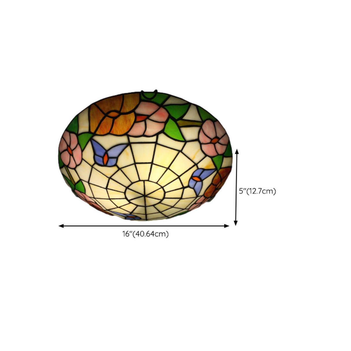 Tiffany Vaulted Stained Floral Glass Flush Mount Light Image - 26