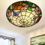 Tiffany Vaulted Stained Floral Glass Flush Mount Light Image - 4