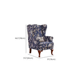 Toile Pattern Round Arm Fixed Back Wingback Chair #size