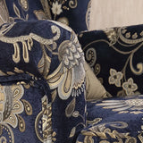 Toile Pattern Round Arm Fixed Back Wingback Chair Image - 8