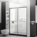 Towel Bar  and Handle Double Sliding Glass Shower Door Image - 2