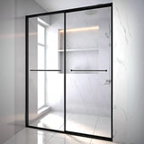 Towel Bar  and Handle Double Sliding Glass Shower Door Image - 5