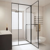 Towel Bar Included Clear Frameless Pivot Shower Door Image - 1