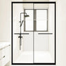 Towel Bar Sliding Glass Black Hardware Shower Door Image - 2