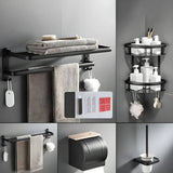 Towel Rack Shelf Black Metal Bathroom Hardware Set Image - 16