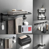 Towel Rack Shelf Black Metal Bathroom Hardware Set Image - 18