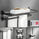 Towel Rack Shelf Black Metal Bathroom Hardware Set Image - 22