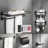 Towel Rack Shelf Black Metal Bathroom Hardware Set Image - 25