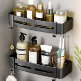 Towel Rack Shelf Black Metal Bathroom Hardware Set Image - 9