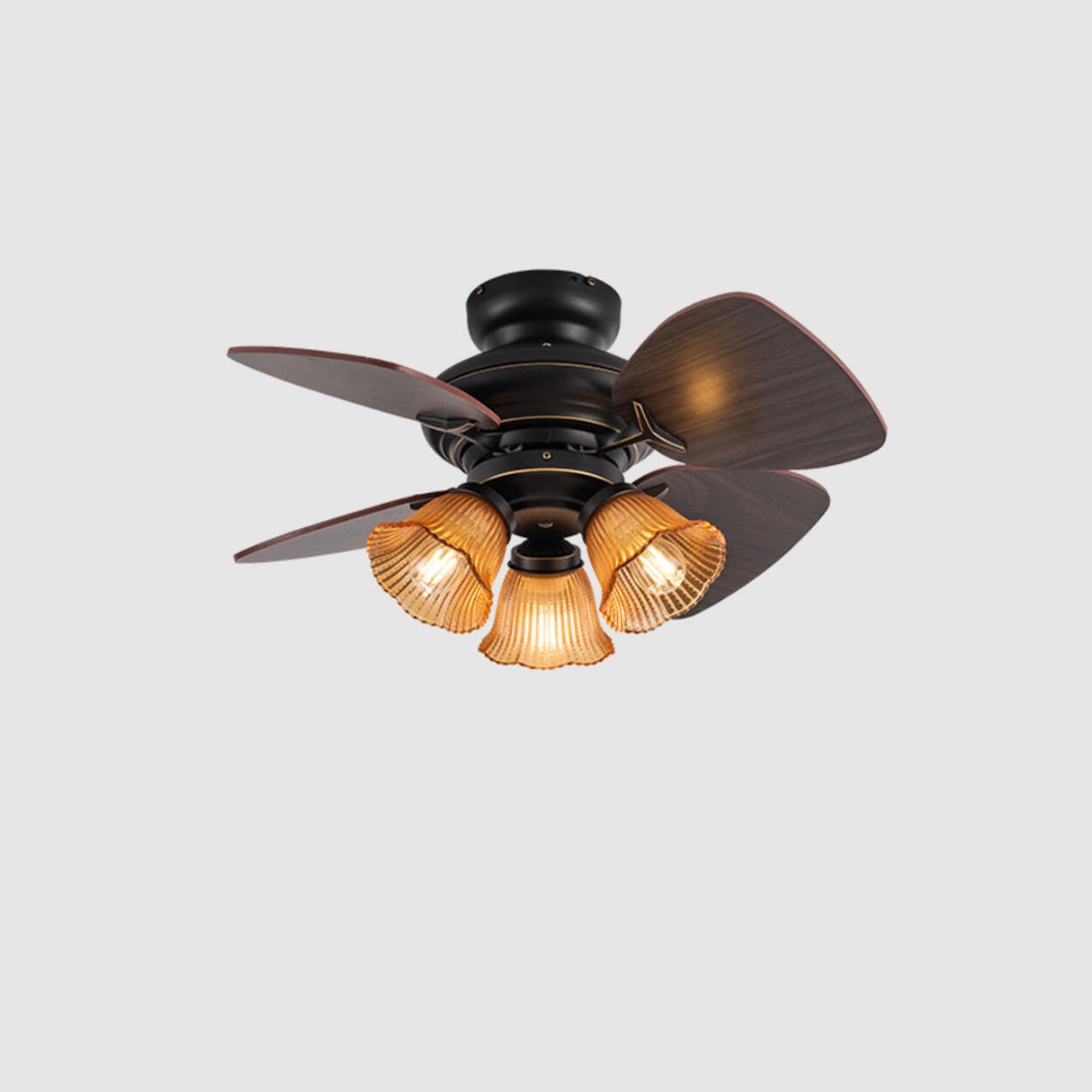 Traditional 4 Blade Flower Shades Ceiling Fan Lights Image - 2