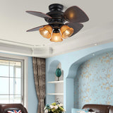 Traditional 4 Blade Flower Shades Ceiling Fan Lights Image - 4