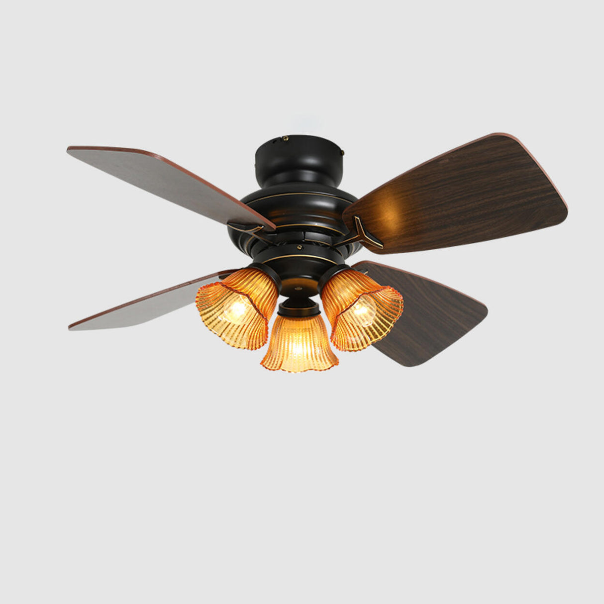 Traditional 4 Blade Flower Shades Ceiling Fan Lights Image - 5